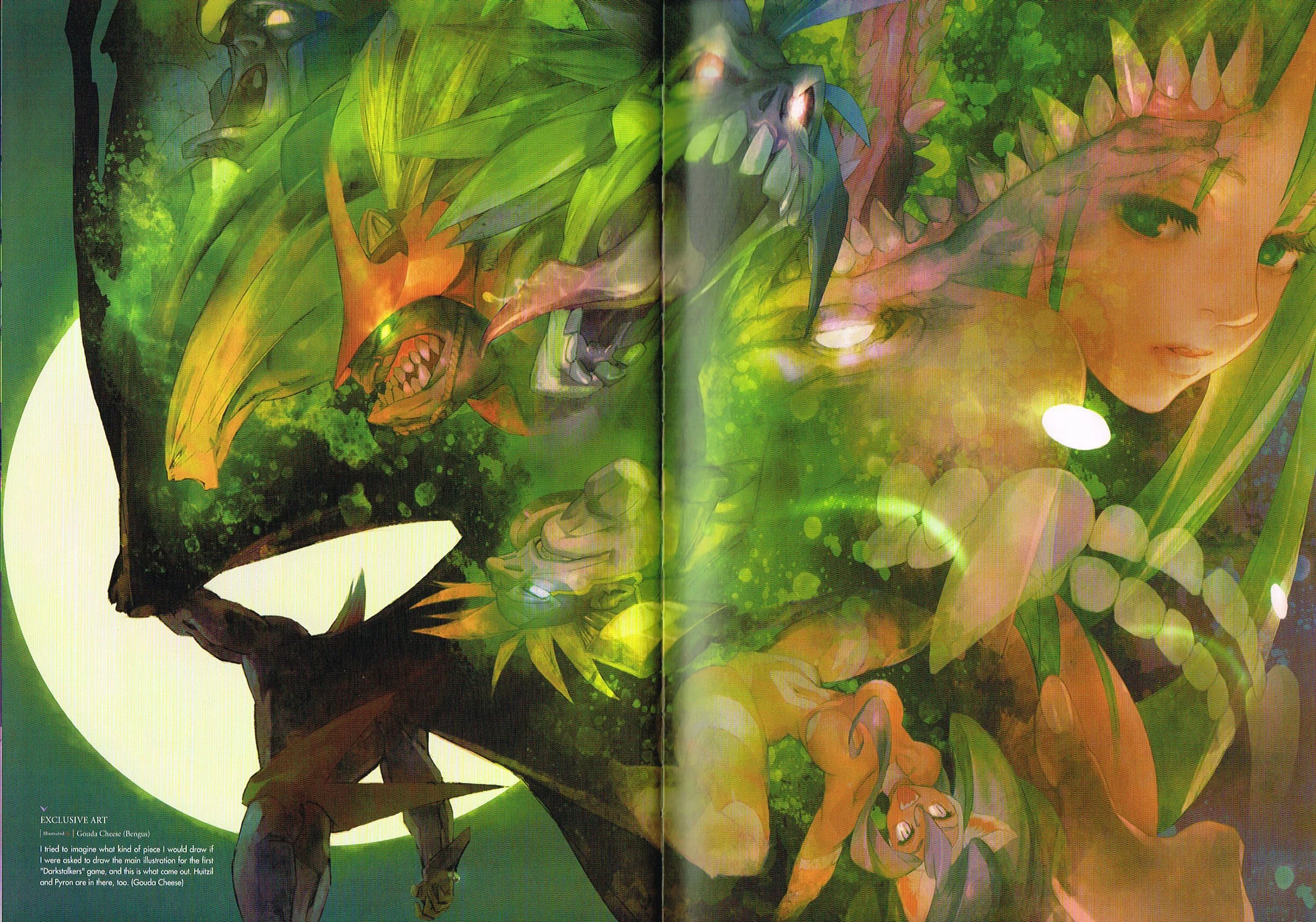 the art of darkstalkers,darkstalkers official complete works,darkstalkers concept art,gouda cheese bengus art udon
