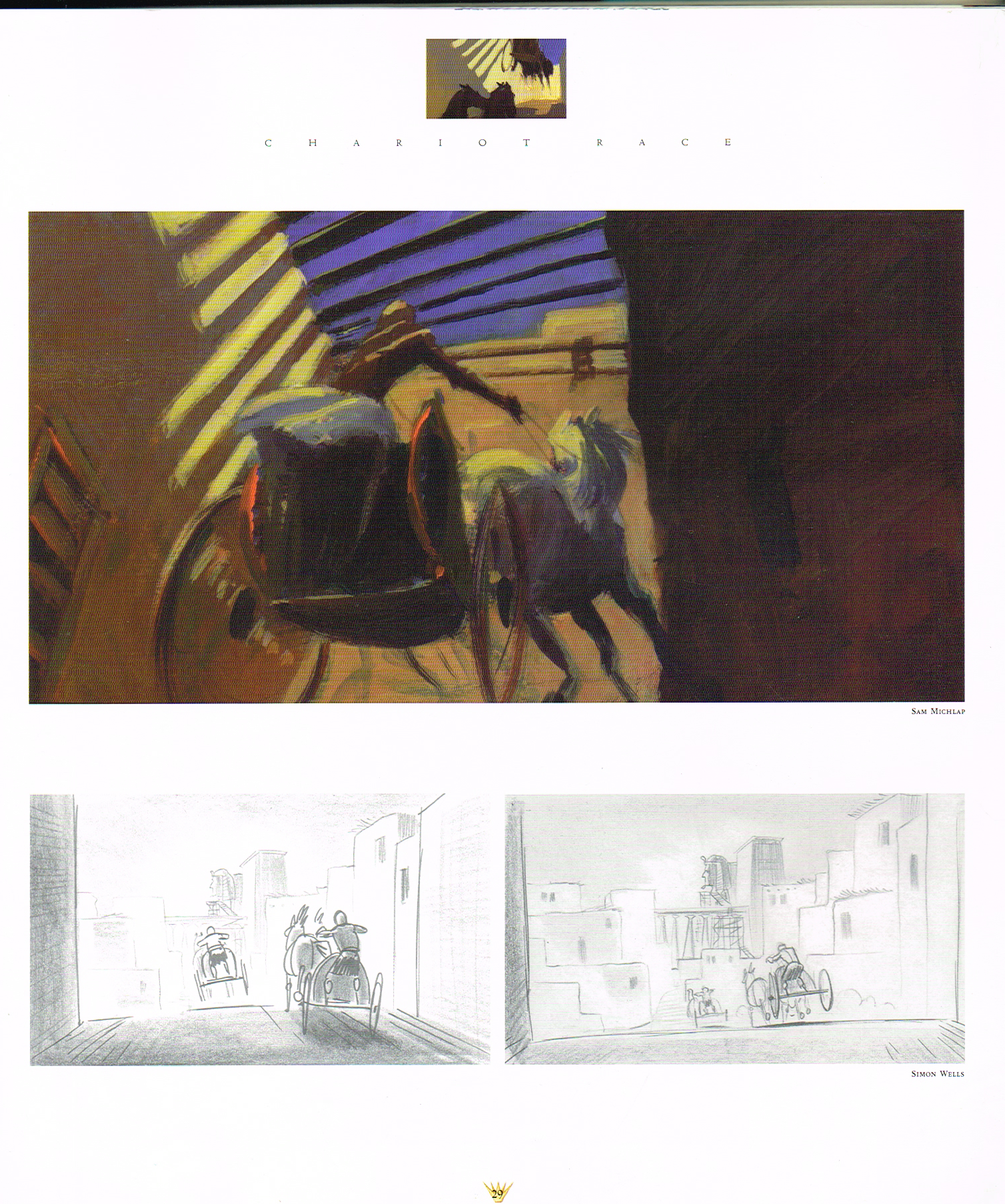 the prince of egypt,the art of the prince of egypt,dreamworks prince of egypt,simon wells,chariot race simon wells,prince of egypt storyboards simon wells