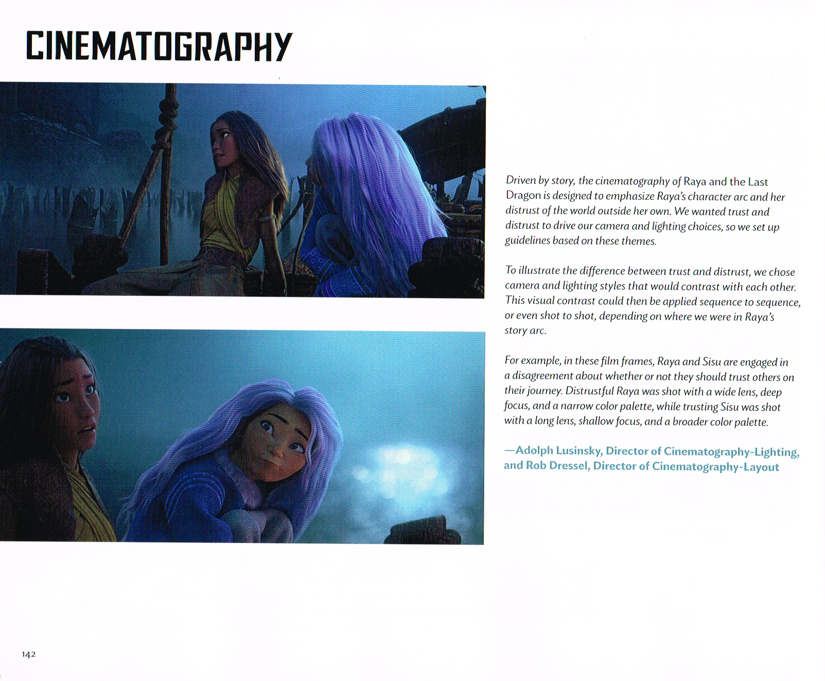 cinematography notes for raya and the last dragon, the art of raya and the lasr dragon