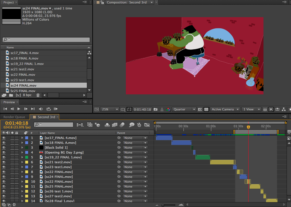 aftereffects work flow,aftereffects animation picture,frank short film alextoons,animation workflow,2d adobe ae animation