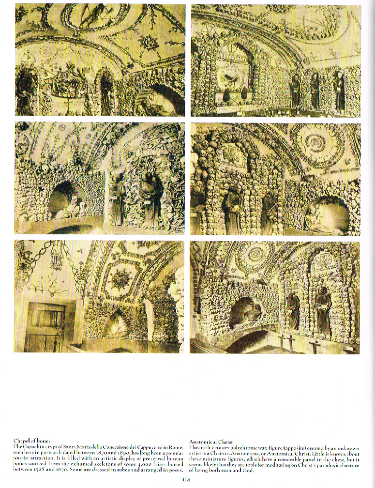 the art of death a graveside companion,death a graveside companion,chapel of bones post cards, capuchin crypt Santa Maria della concezione,skeleton catacombs rome