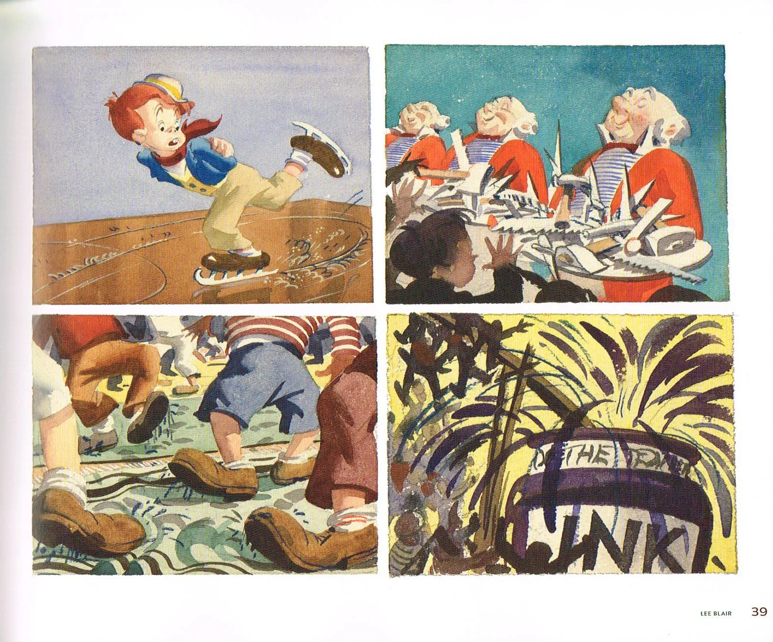 the art of lee blair,disney water color art lee blair,lee blair art,they drew as they pleased the hidden art of disneys mid century era the 1950s and 1960s,pleasure island concept art pinocchio,pinocchio lee blair art,lee blair water color art