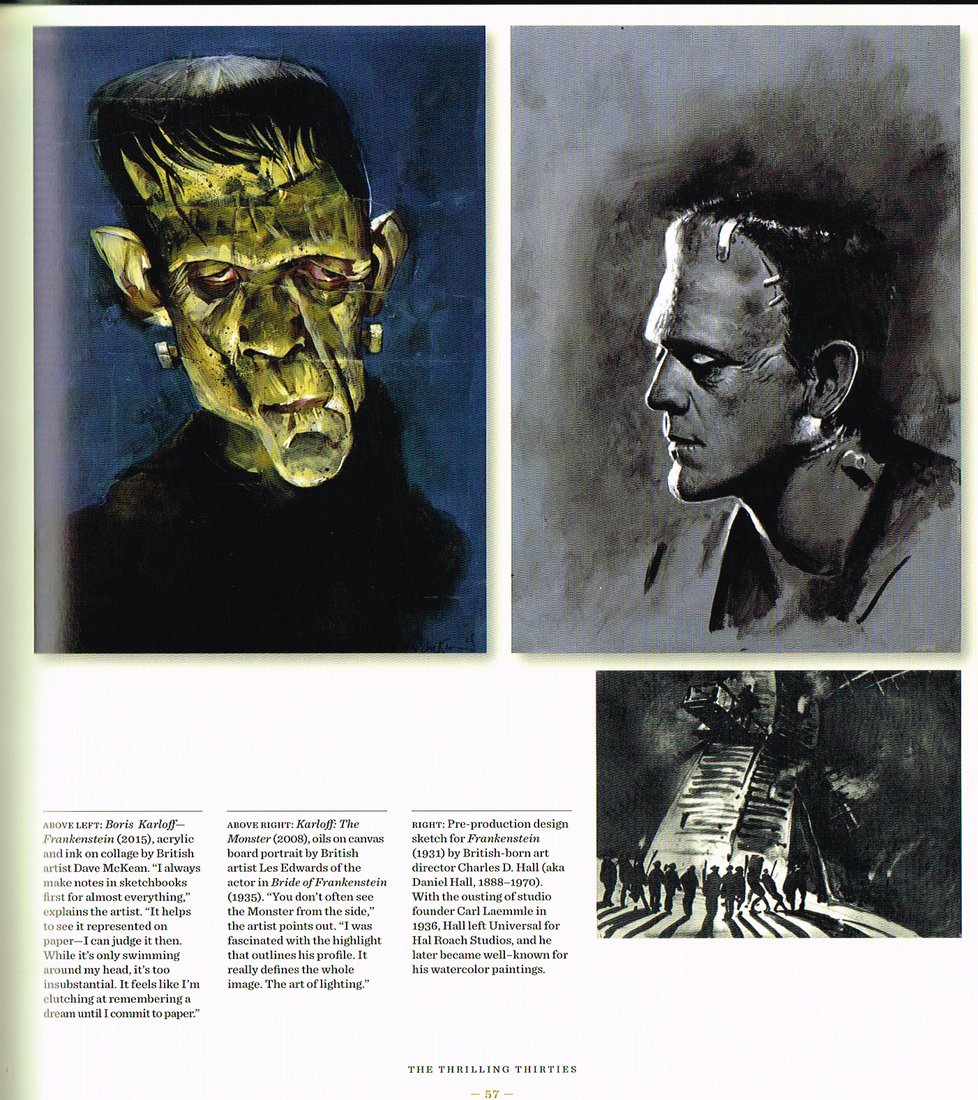 the art of horror movies an illustrated history,art of horror movies,horror movies posters,movie poster,boris karloff,frankenstein painting by Dave Mckean,dave Mckean art,les edwards art,the monster 2008 les Edwards painting,charles d hall art