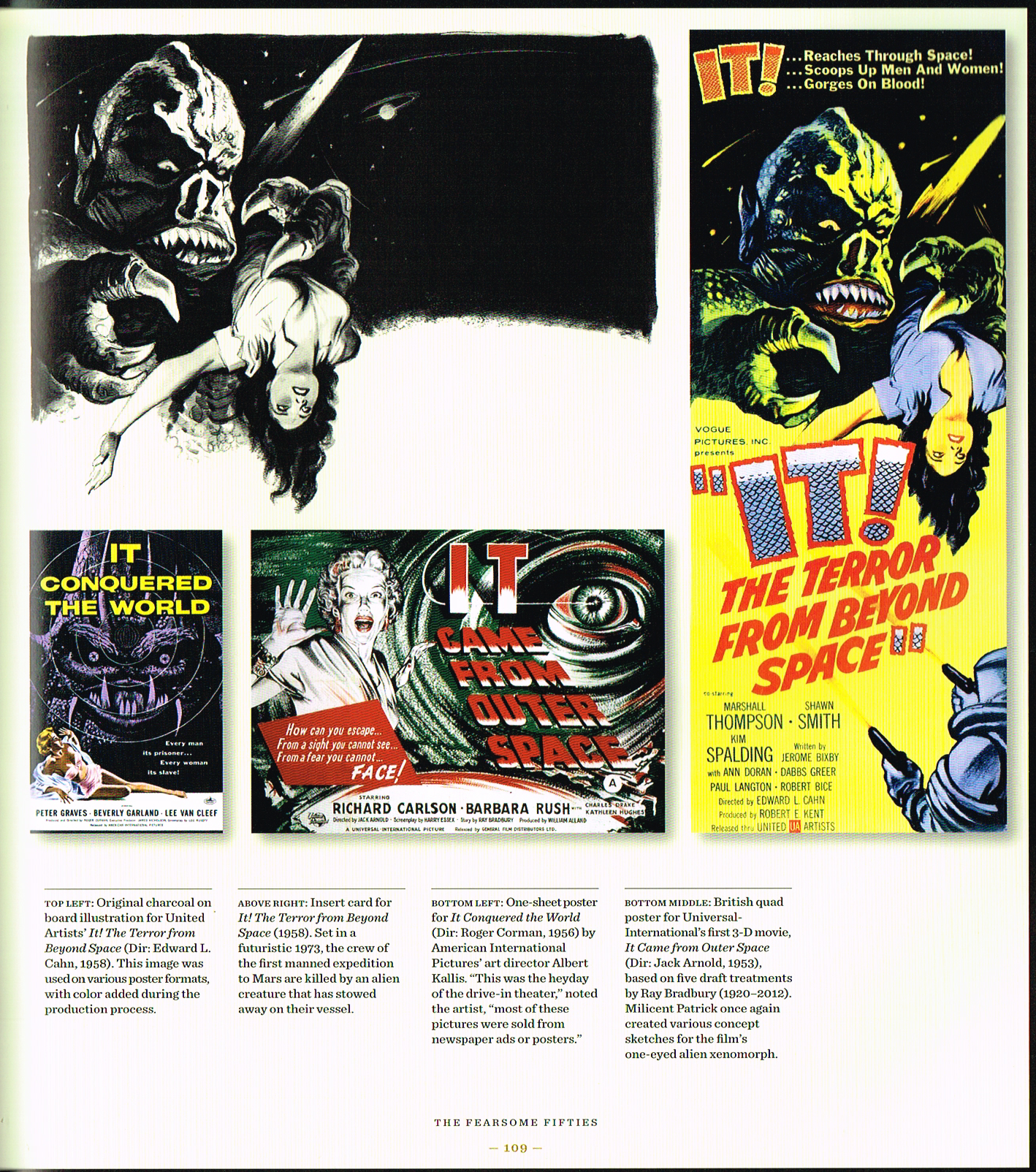 the art of horror movies,the art of horror movies an illustrated history,it the terror from beyond space 1958 movie poster,it conquered the world 1956 movie poster albert kallis,it came from outer space 1953 millicent patrick poster,horror film