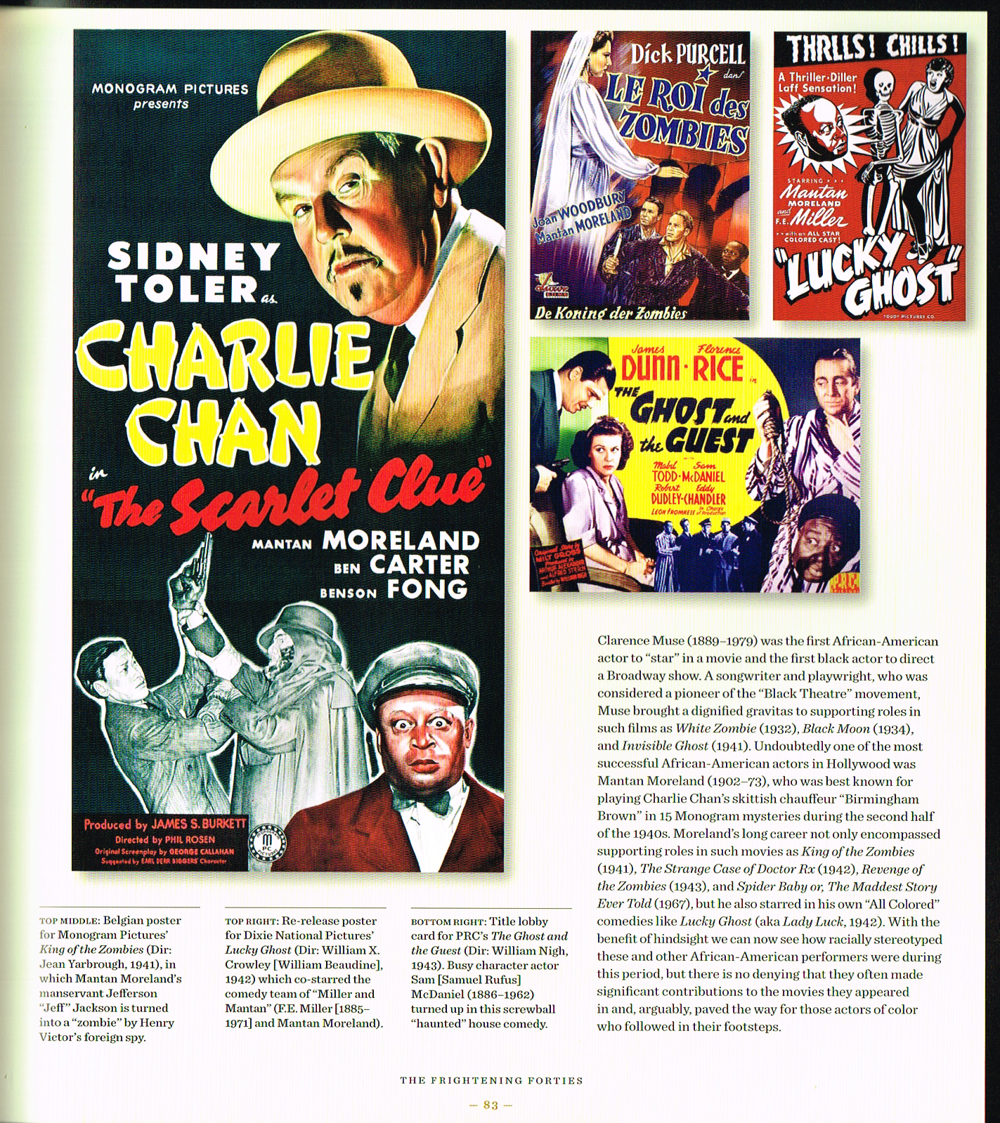 the art of horror movies,art of horror movies and illustrated history,horror movie posters,movie poster art,the scarlet clue 1945,king of zombies 1941,lucky ghost 1942,the ghost and the guest 1943,sidney toler charlie chan