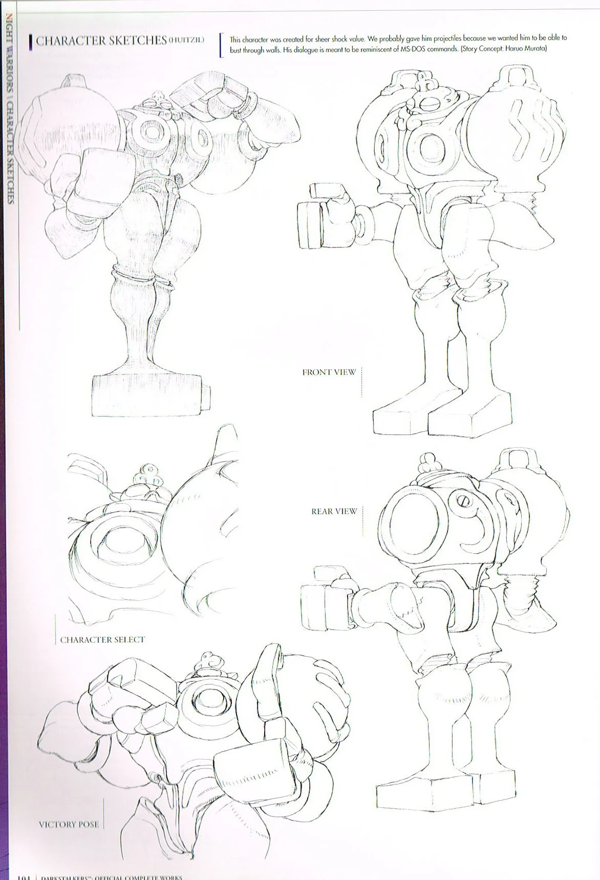 darkstalkers official complete works,the art of darkstalkers,capcom art,gouda cheese bengus art,huitzil darkstalkers art