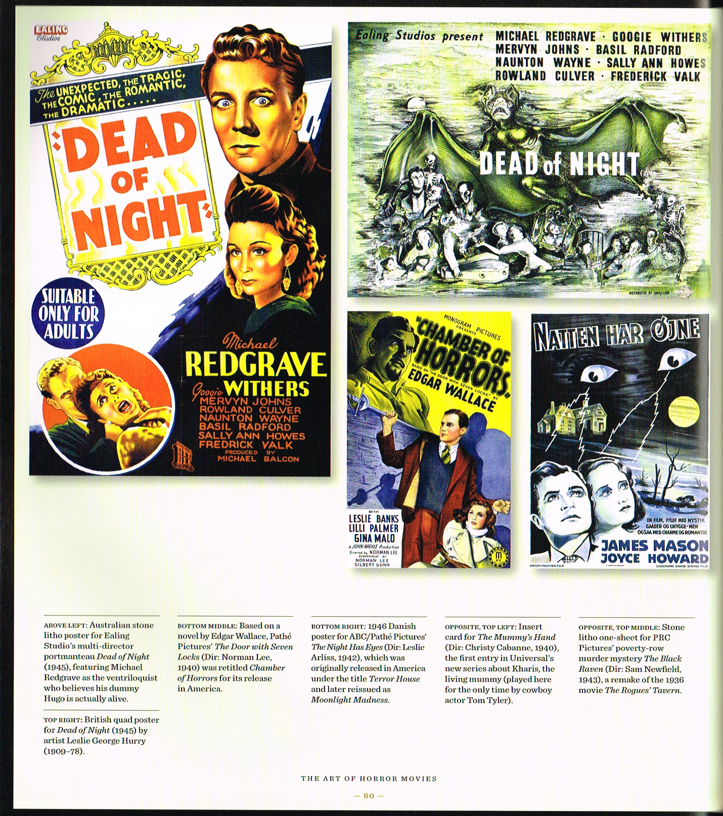 the art of horror movies,art of horror movies and illustrated history,horror movie posters,movie poster art,dead of night leslie george hurry,the door with seven locks,the night has eyes