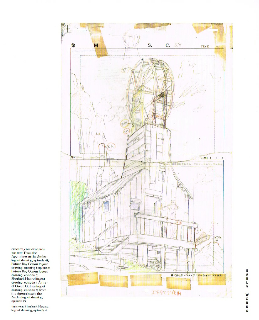 the art of hayao miyazaki,hayao miyazaki artbook,hayao miyazaki art,miyazaki concept art,sherlock hound layout drawing ep 4,sherlock. hound miyazaki drawing