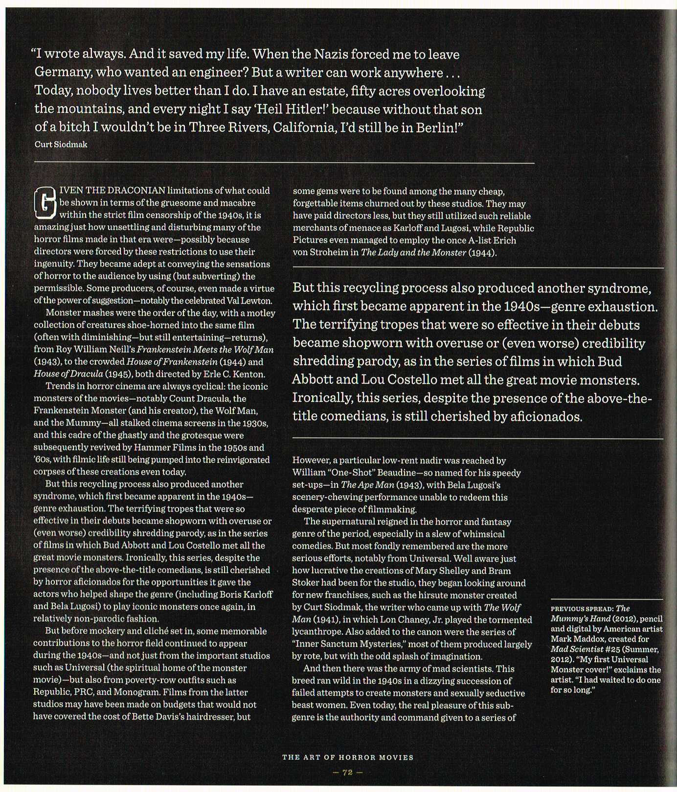 the art of horror movies an illustrated history, art of horror movies, frightening forties Barry forshaw