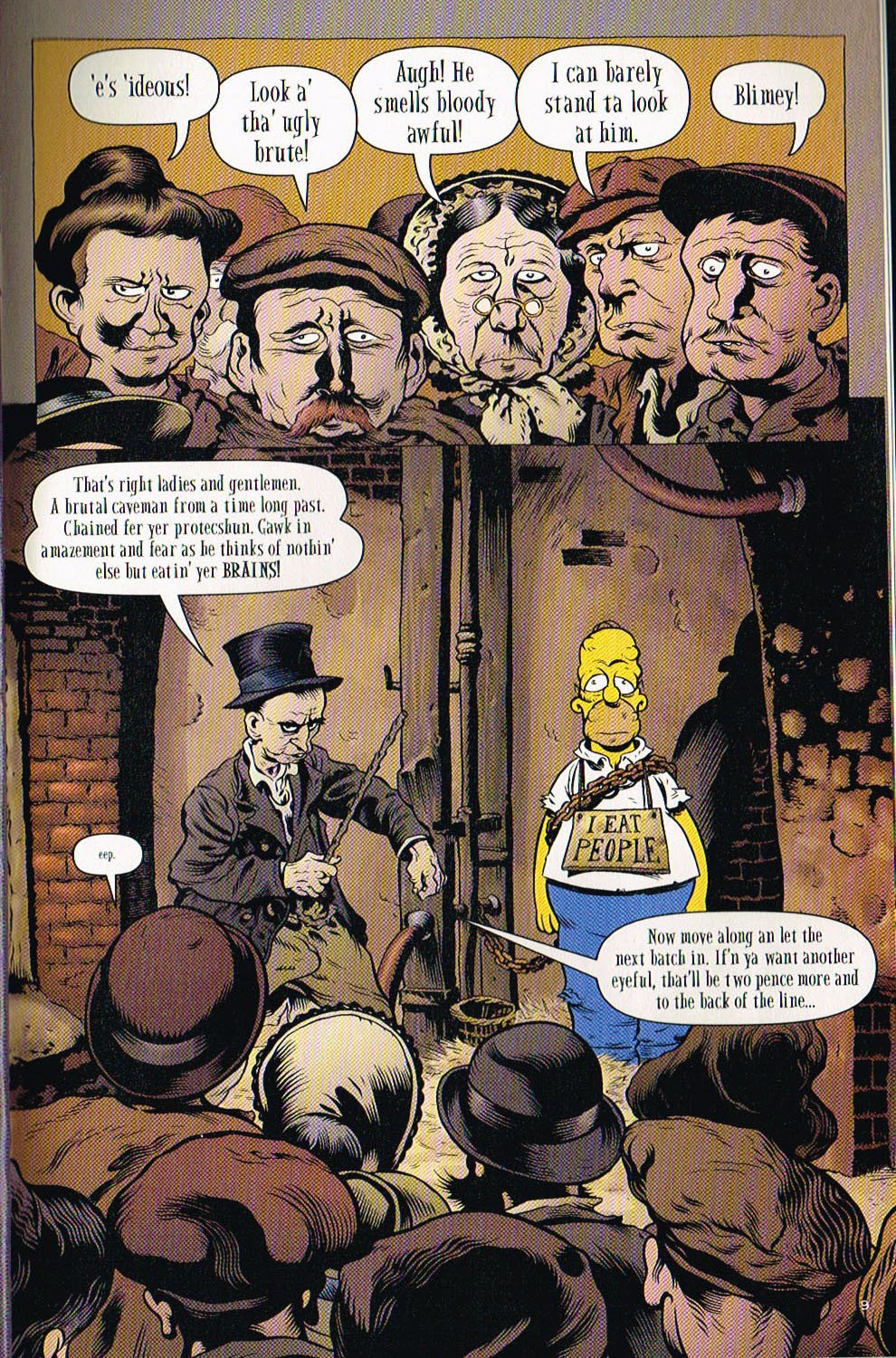 the art of Simpsons,bart Simpsons tree house of horror comic 7,tree house of horror comic,homererectus comic,troy nixey,dave stewarts,karen baiter,bill morrison,matt groening