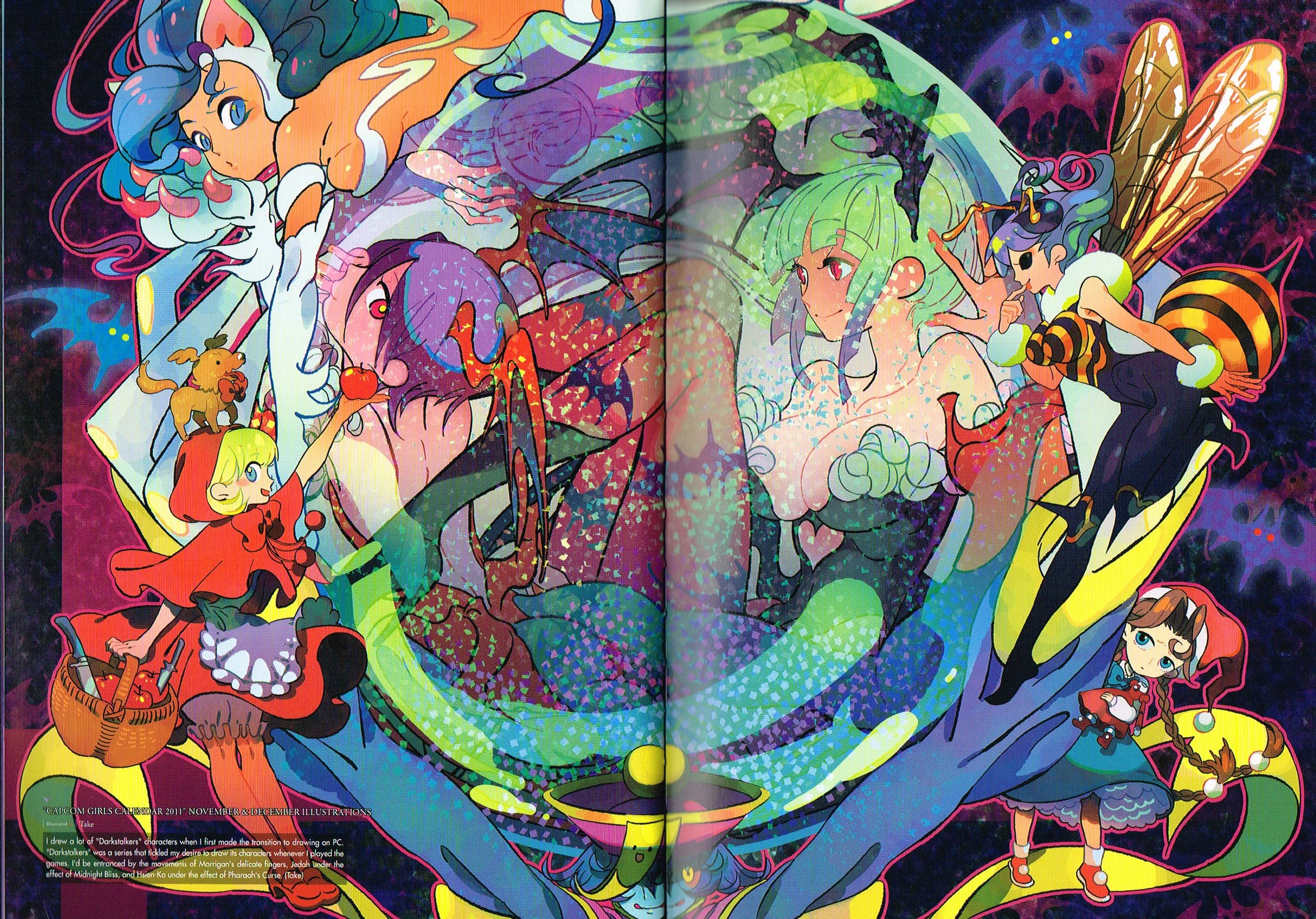 the art of darkstalkers,darkstalkers official complete works,darkstalkers concept art,take darkstalkers art,take udon capcom art