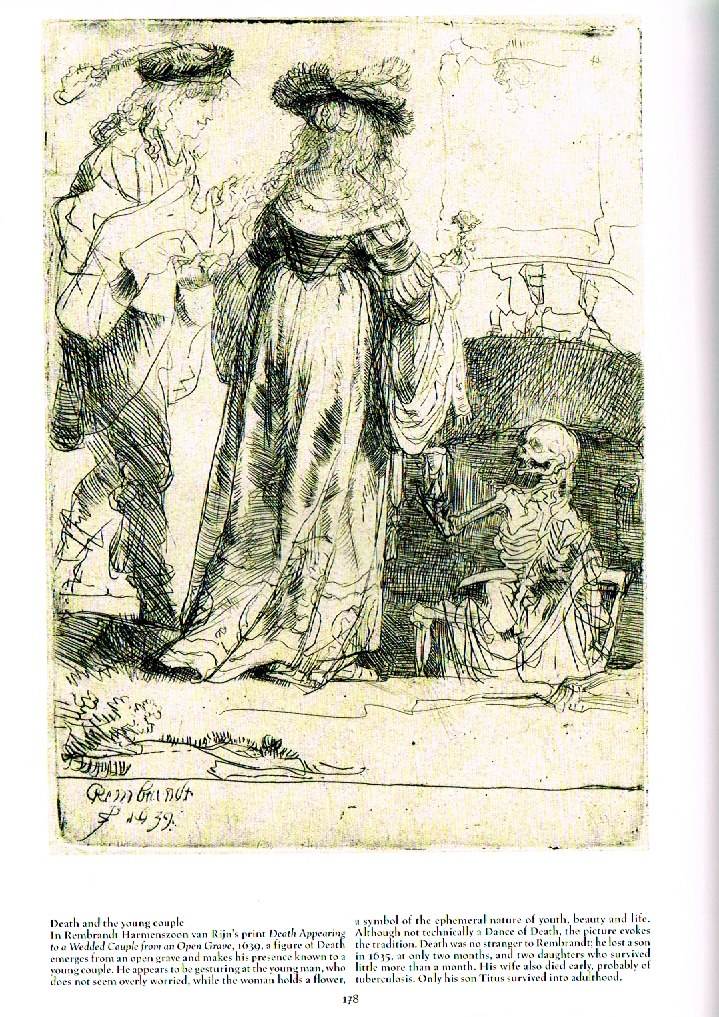 death a graveside companion,rembrandt harmenszoon van rijin 1639,death appreaing to a wedded couple from open grave 1639 drawing