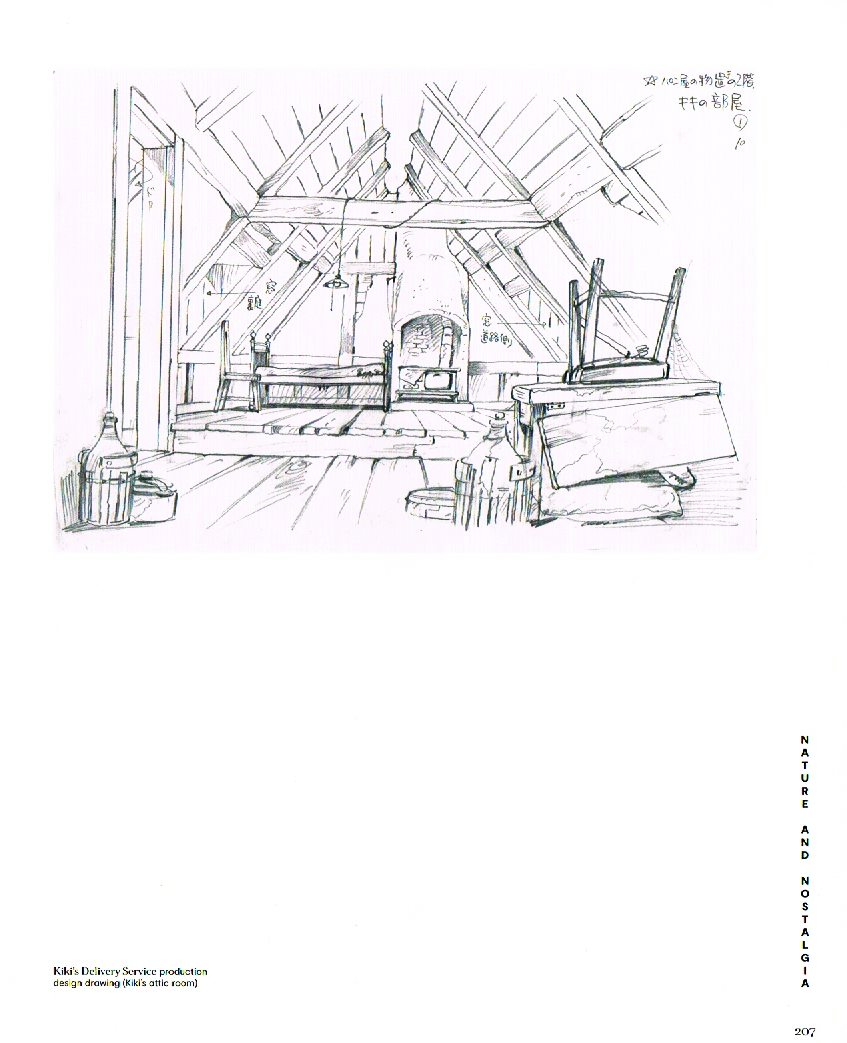 the art of hayao miyazaki,hayao miyazaki,miyazaki imageboard,kikis delivery service art,kikis delivery service production drawing,kikis delivery service attic room art