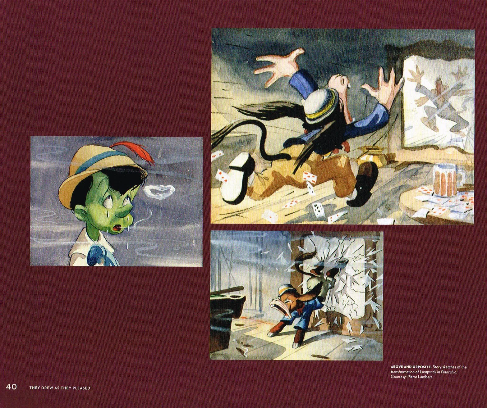 the art of lee blair,disney water color art lee blair,lee blair art,they drew as they pleased the hidden art of disneys mid century era the 1950s and 1960s,transformation of lampwick in pinocchio,pinocchio concept art lee blair,lee blair concept art,