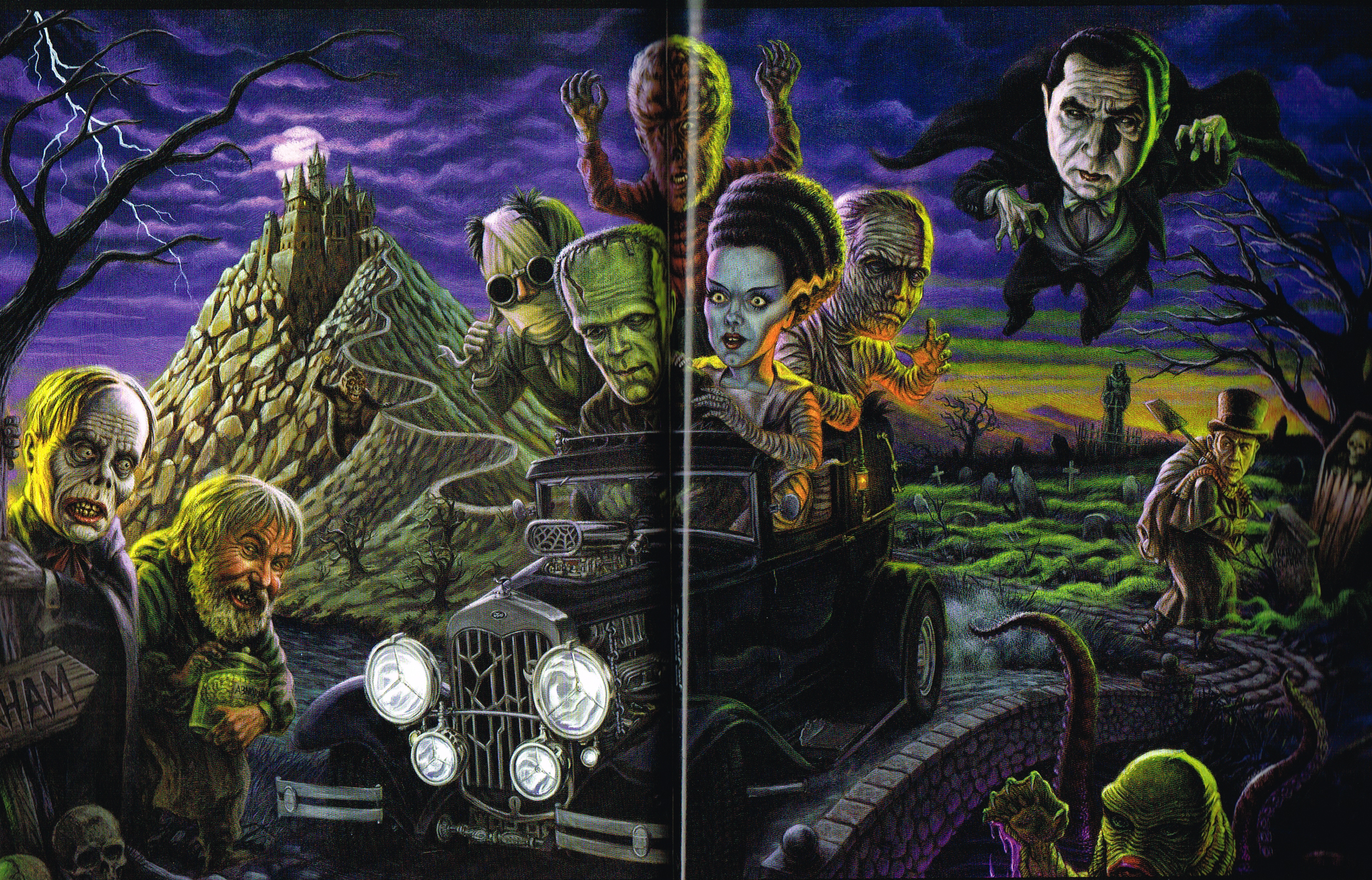 the art of horror movies an illustrated history,the art of horror movies,horror movie posters,frankie got a new ride paitning by doug p'gosh 2015,doug p'gosh 2015 monsters painting,frankie got a new ride painting