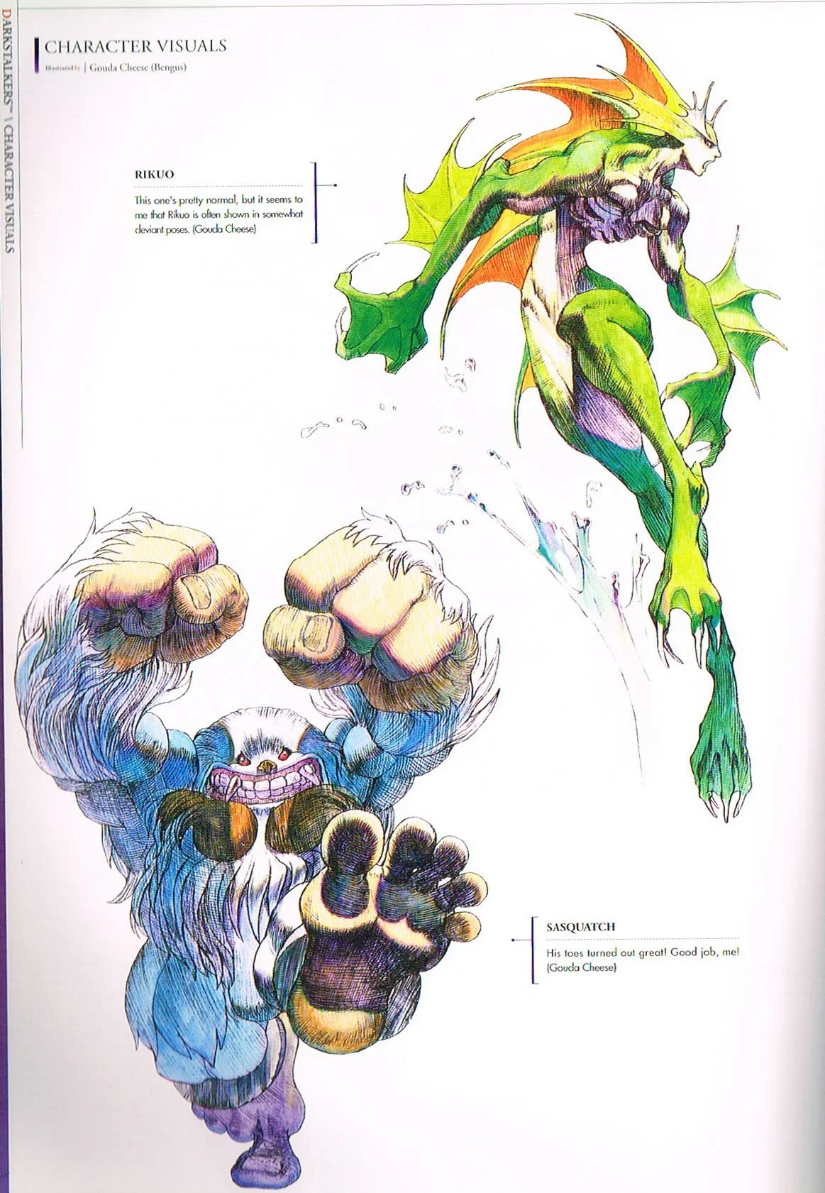 the art of darkstalkers,darkstalkers official complete works,darkstalkers art,gouda cheese bengus,darkstalkers character art,darkstalkers rekuo,darkstalkers sasquatch