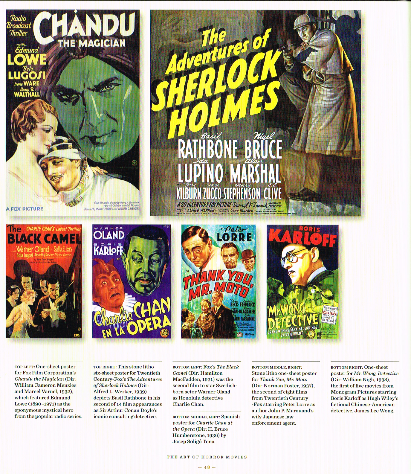 art of horror movies an illustrated history,art of horror movies,horror movies posters,chandu the magaician,black camel 1931,charlie chan at the opera 1936,mr wong detective 1938,adventures of sherlock holmes 1939