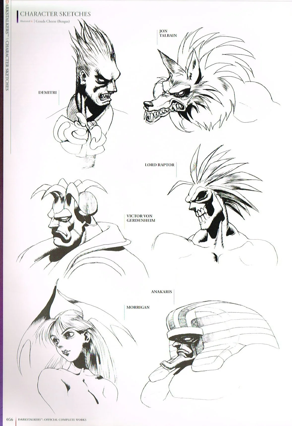 the art of darkstalkers,darkstalkers official complete works book,darkstalkers concept art,gouda cheese concept art,bengus art