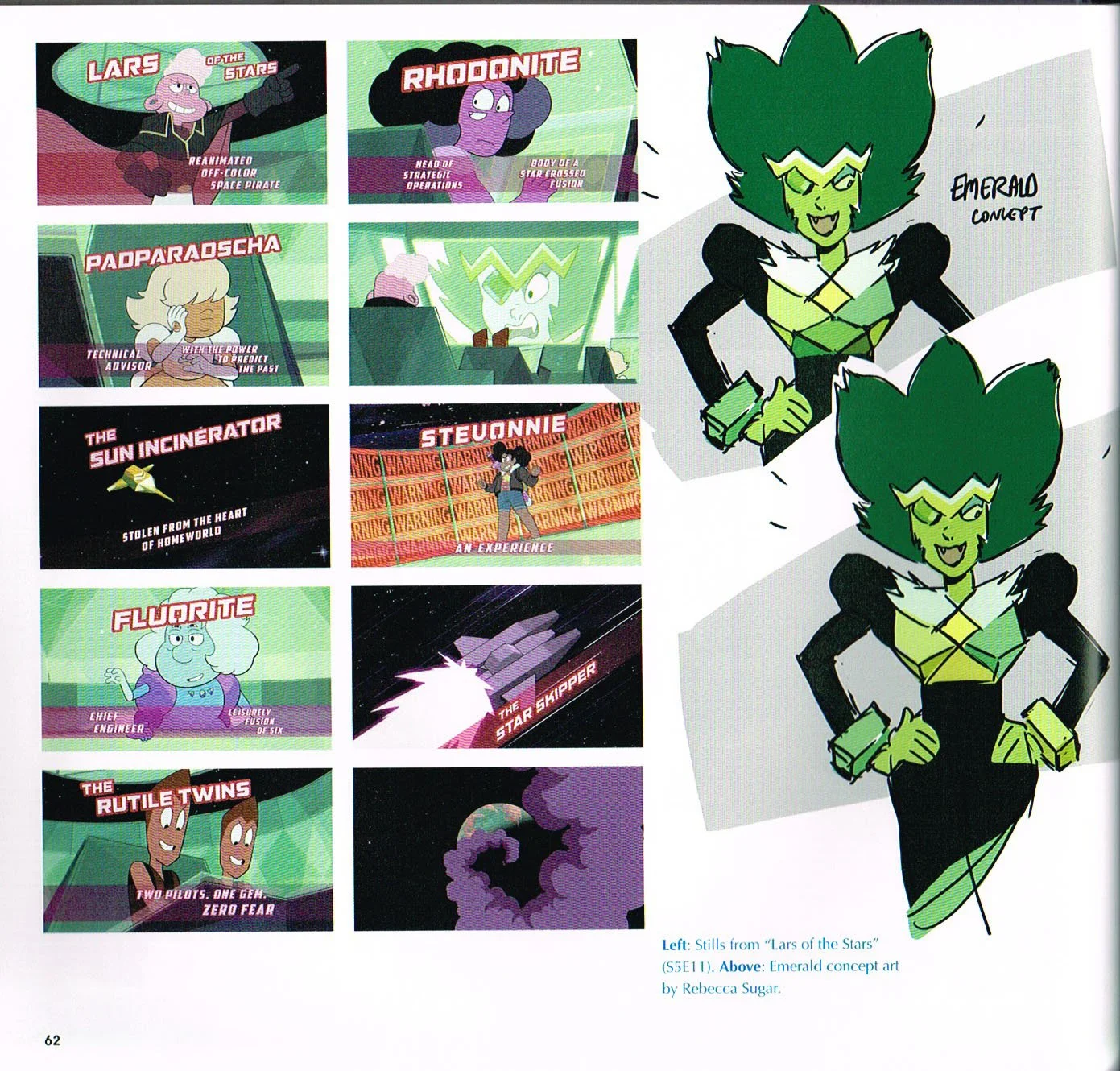 the art of steven universe,steven universe end of an era,steven universe concept art,steven universe art,stills from lars of the start,emerald concept art rebecca suagr