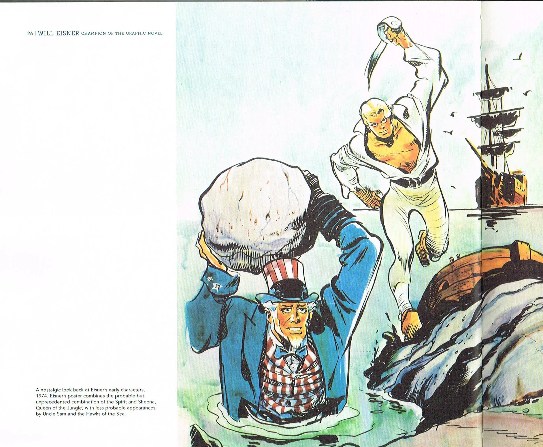 will eisner champion of the graphic novel,will eisner comic art,the spirit comic,sheena queens of the jungle,uncle sam comic,hawks of the sea comic eisner,will eisner poster