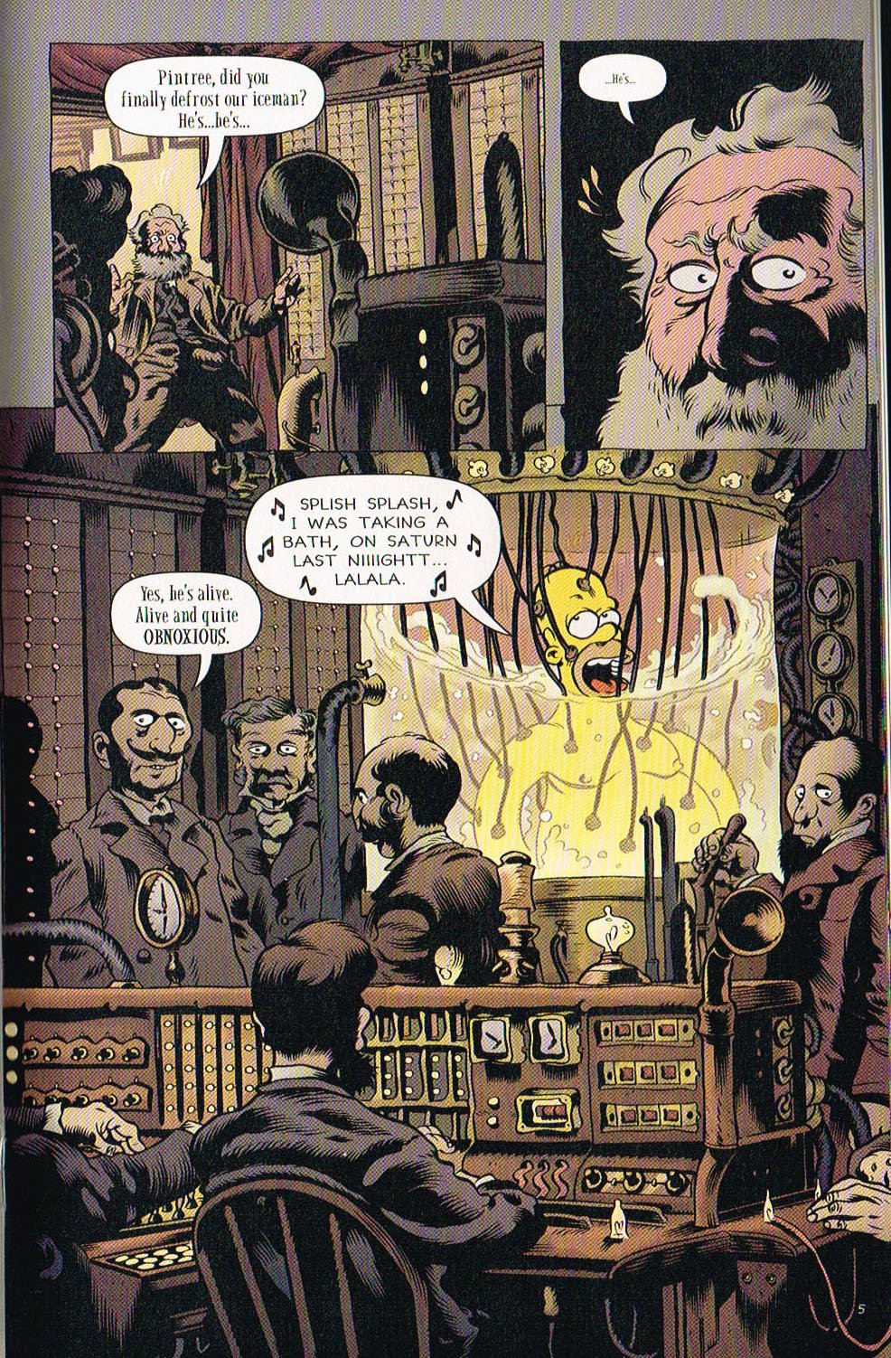 the art of Simpsons,bart Simpsons tree house of horror comic 7,tree house of horror comic,homererectus comic,troy nixey,dave stewarts,karen baiter,bill morrison,matt groening