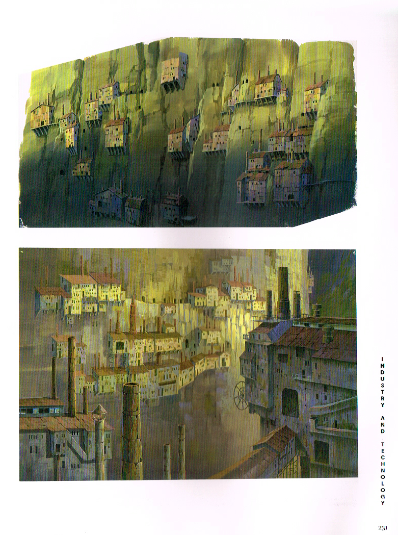 hayao miyazaki,the art of hayao miyazaki,castle in the sky background art,castle in the sky concept art