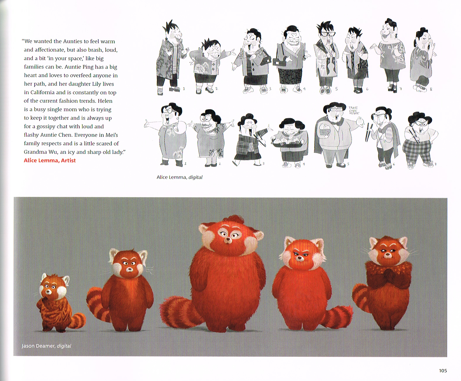 the art of turning red, turning red concept art by alice lemma, turning red concept art by jason deamer