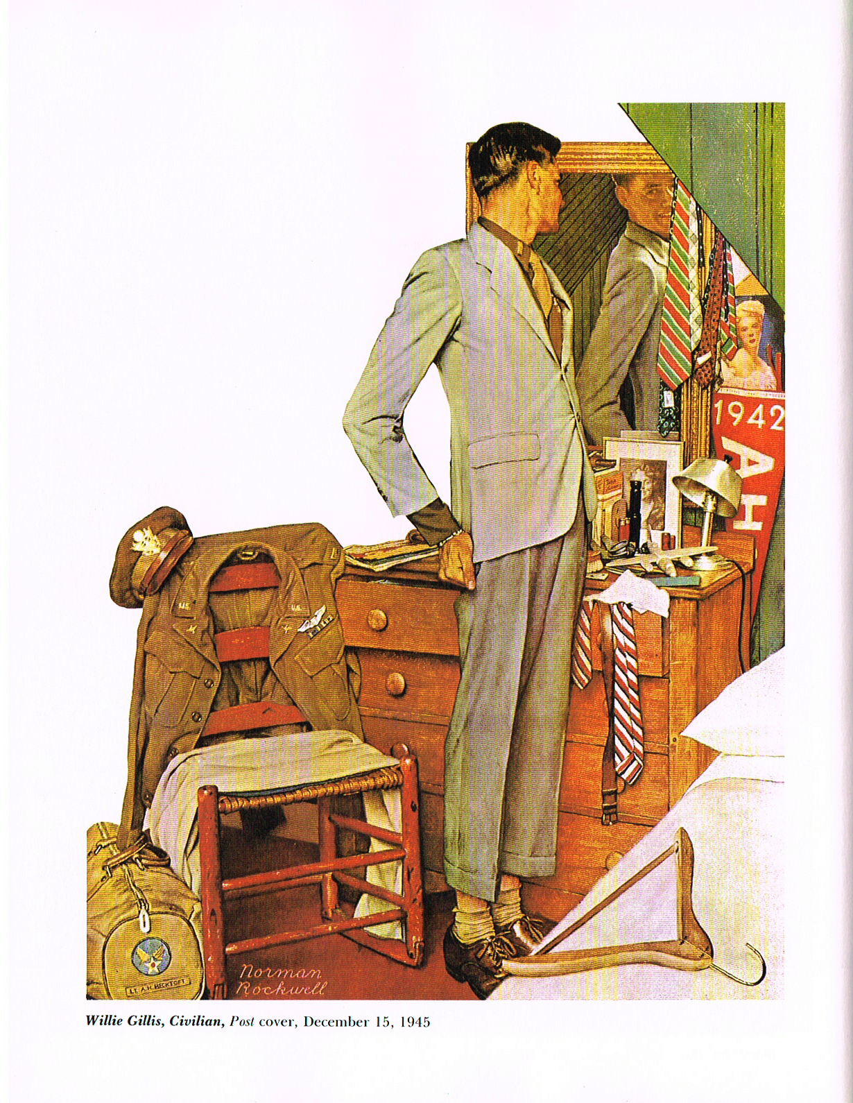 the art of norman Rockwell's faith of america,the art of norman Rockwell,norman Rockwell paintings,norman rockwell art,willie gillis civilian 1945 norman rockwell painting