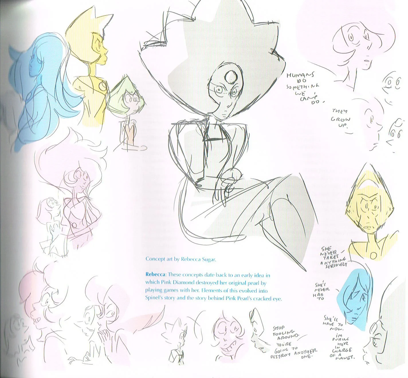 the art of steven universe,steven universe end of an era,rebecca sugar,pink diamond character sketches