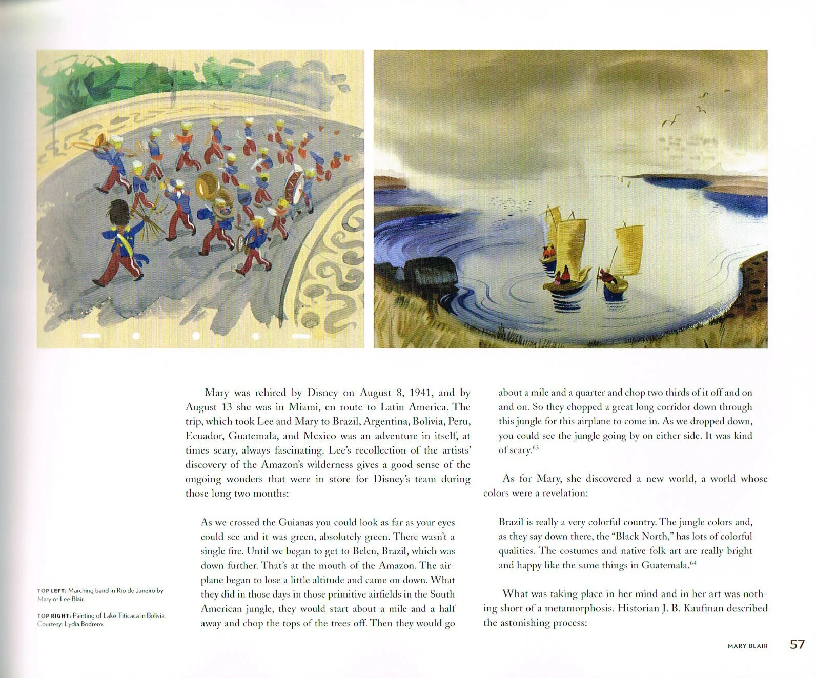 They Drew as They Please The Hidden Art of Disney Mid Century Era The 1950’s and 1960’s,they drew as they pleased,the art of mary blair,mary blair conept art,mary blair art,marching band in rio painting by mary blair,lake titicaca bolivia mary blair