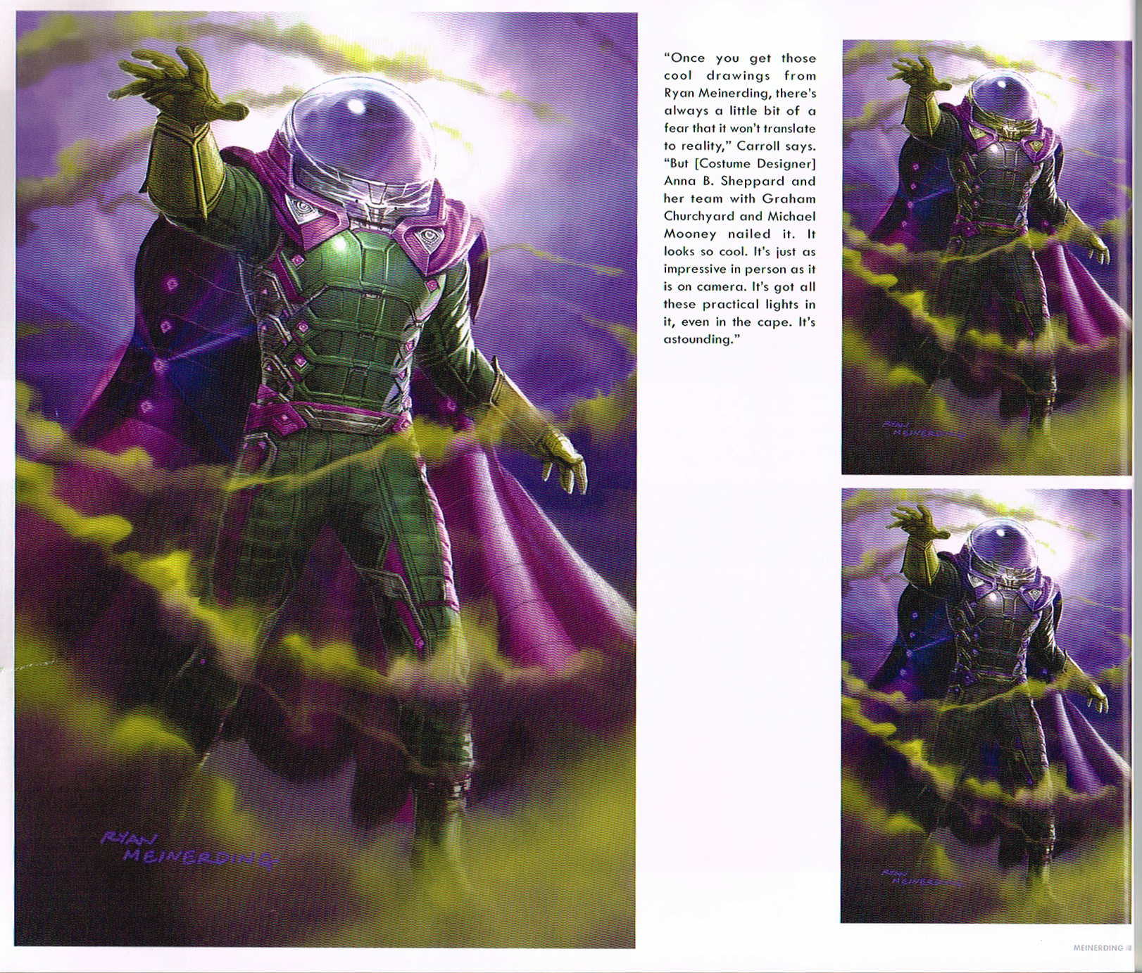 the art of spiderman,mysterio concept art,ryan meinerding mysterio art art,far from home concept art,mysterio character designs