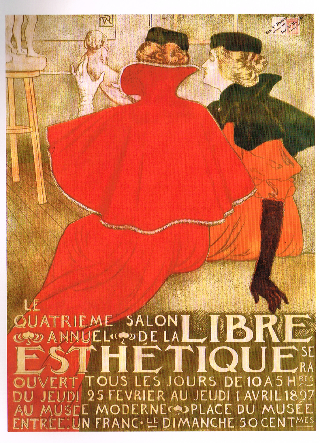 art nouveau poster,art nouveau style,theo van rysselberghe poster art,la quatrieme salon annuel de la libre esthetique poster,colour lithograph theo van rysselberghe,exhibition at musee moderne brussels 1897 poster
