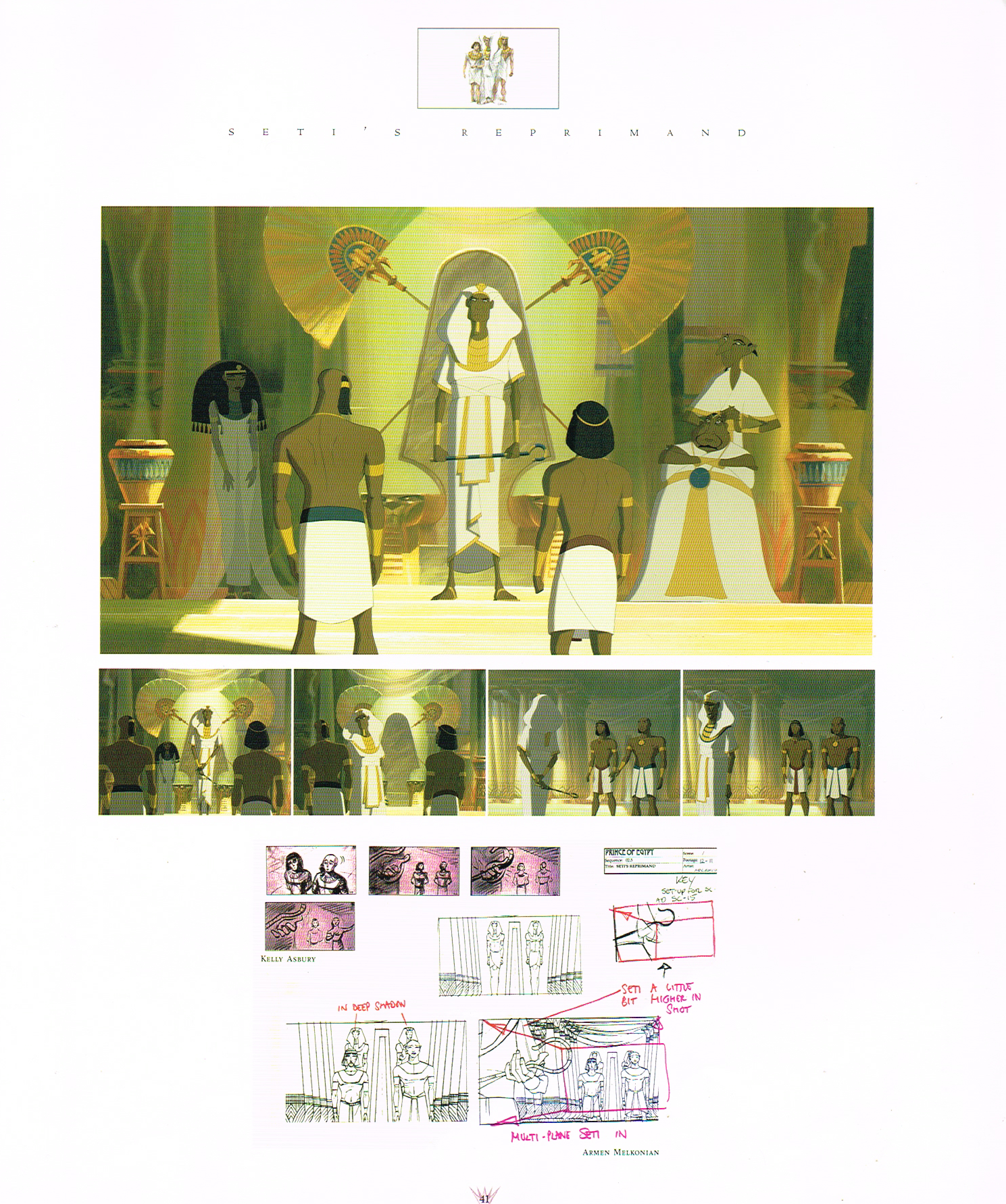 the prince of egypt a new vision in animation,the prince of egypt art,the art of the prince of egypt,setis reprimand,kelly asbury,armen melkonian,prince of egypt storyboards