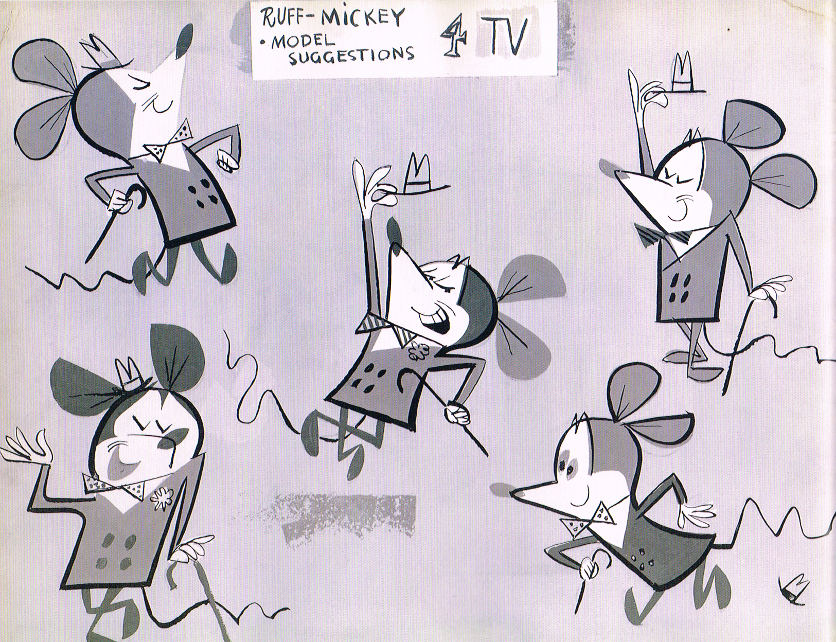 mickey mouse model sheet from the 1950s