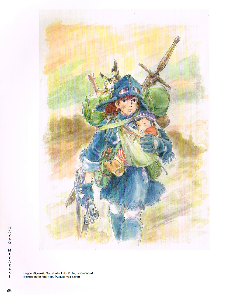 the art of hayao miyazaki,hayao miyazaki art,nausicaa art,animage 1984 cover,nausicaa animage cover 1984