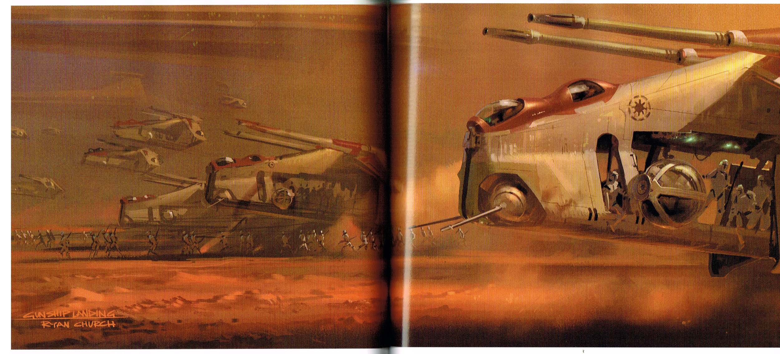 the art of starwars episode 2 attack of the clones,starwars attack of the clones art,starwars episode 2 attack of the clones art,starwars production art,ryan church art,starwars gunship art
