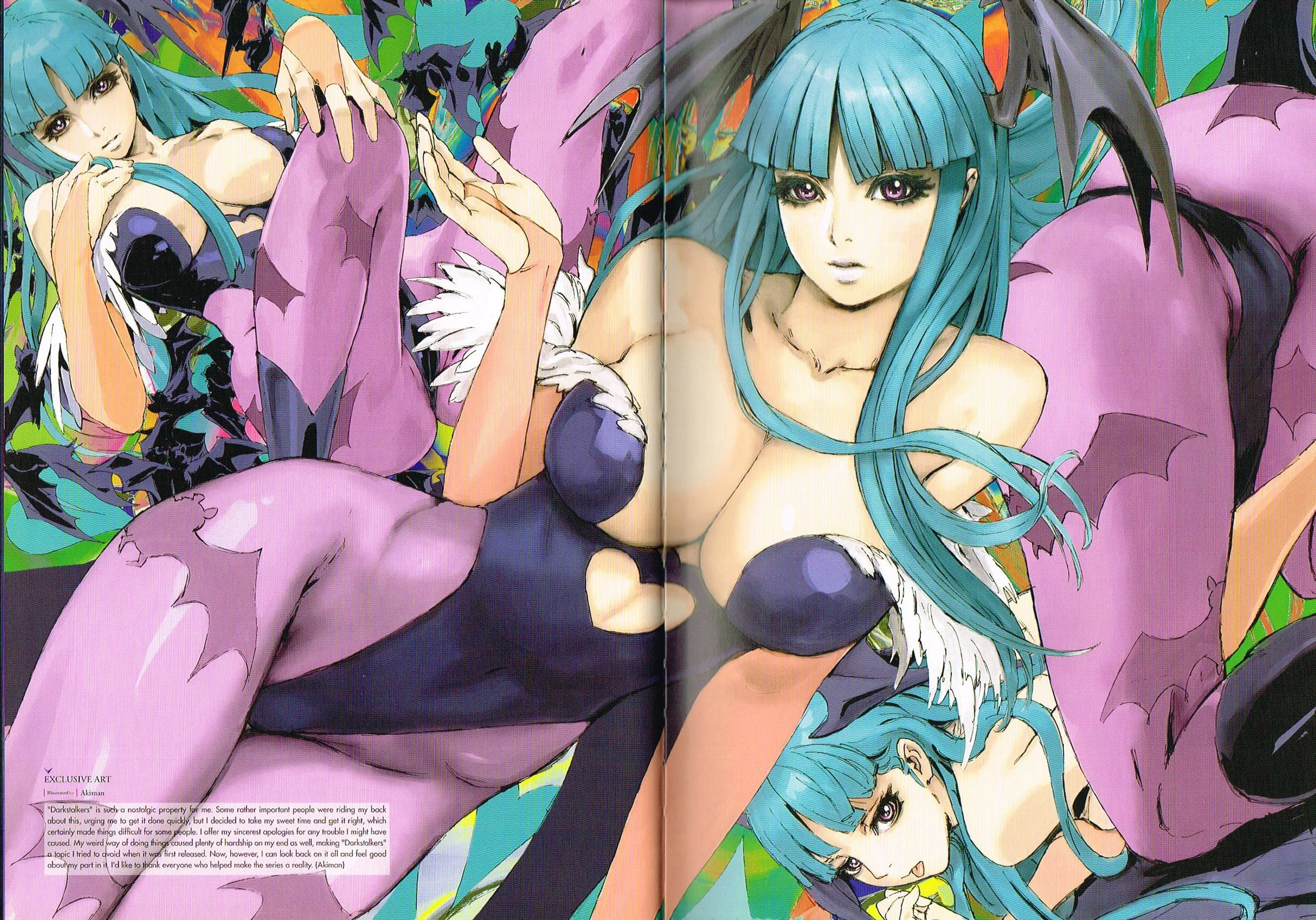 the art of darkstalkers,darkstalkers official complete works,darkstalkers concept art,darkstalkers art by akiman,udon akiman art