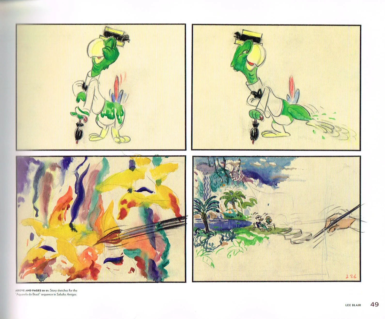the art of lee blair,disney water color art lee blair,lee blair art,they drew as they pleased the hidden art of disneys mid century era the 1950s and 1960s,aquarela do brasil sequence art lee blair,lee blair art saludos amigos,