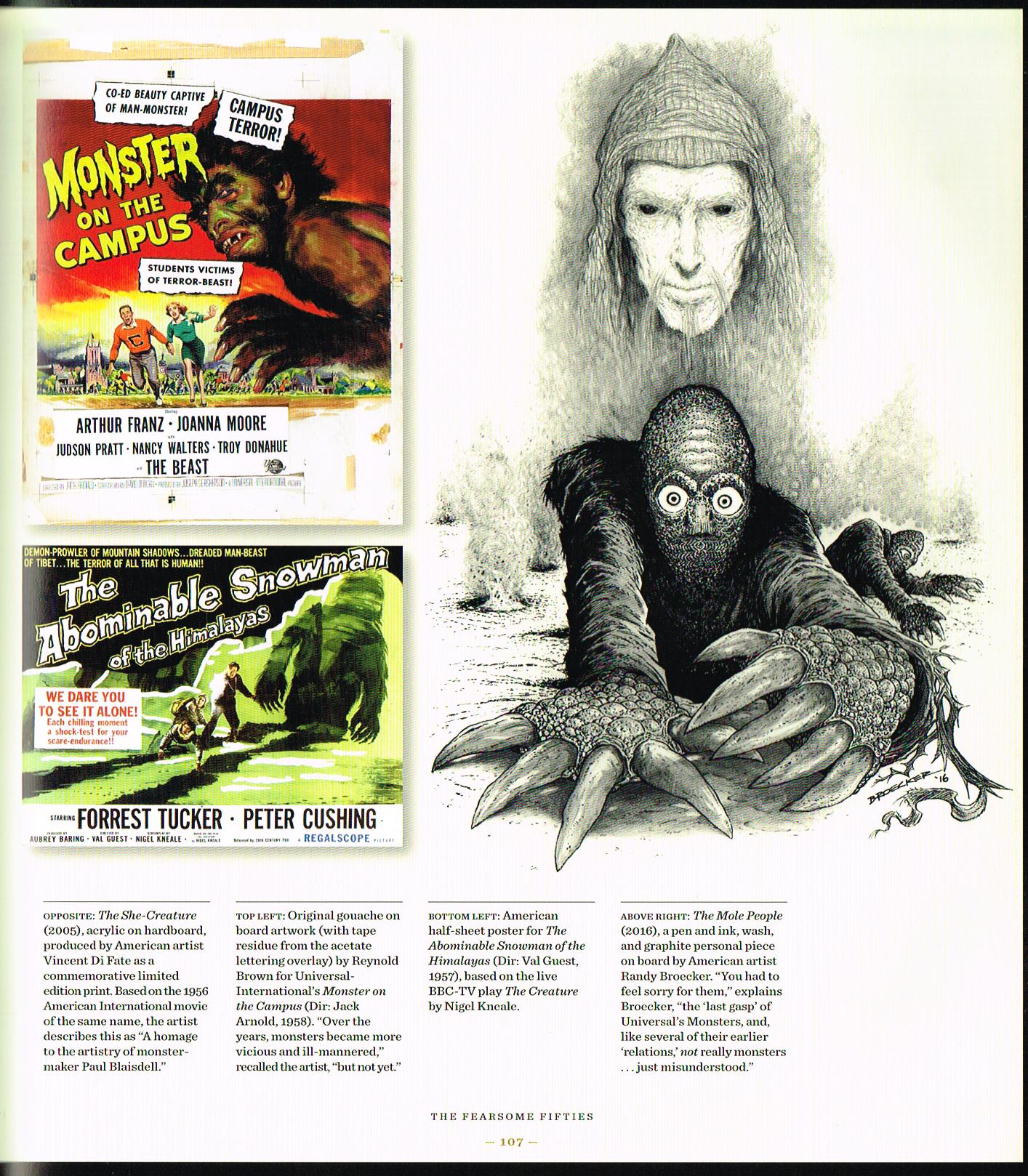 the art of horror movies,the art of horror movies and illustrated history,monster on campus movies poster,reynold brown movie poster art,abominable snowman of the himalayas poster,the mole people movie poster randy broecker,horror movie posters