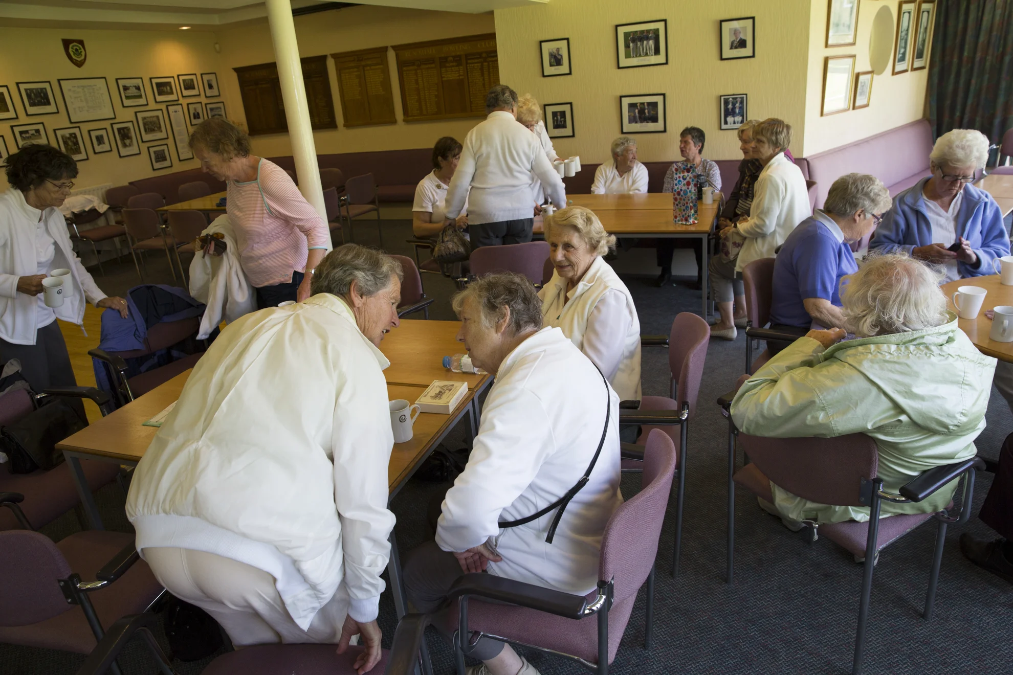 Ladies gather for tea after a game of lawn bowling at Blackhall Bowling Club.