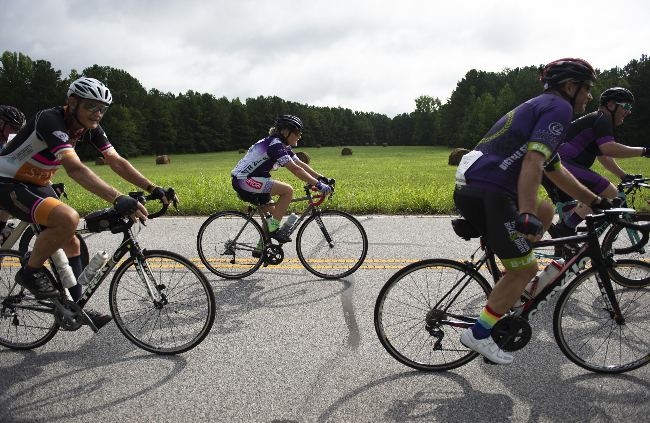  Cyclists travel along Neely Ferry Road in Laurens on the first day of the Alzheimer’s Association’s 11th annual "A Ride to Remember” event Friday July 12, 2019. (The Greenville News) 