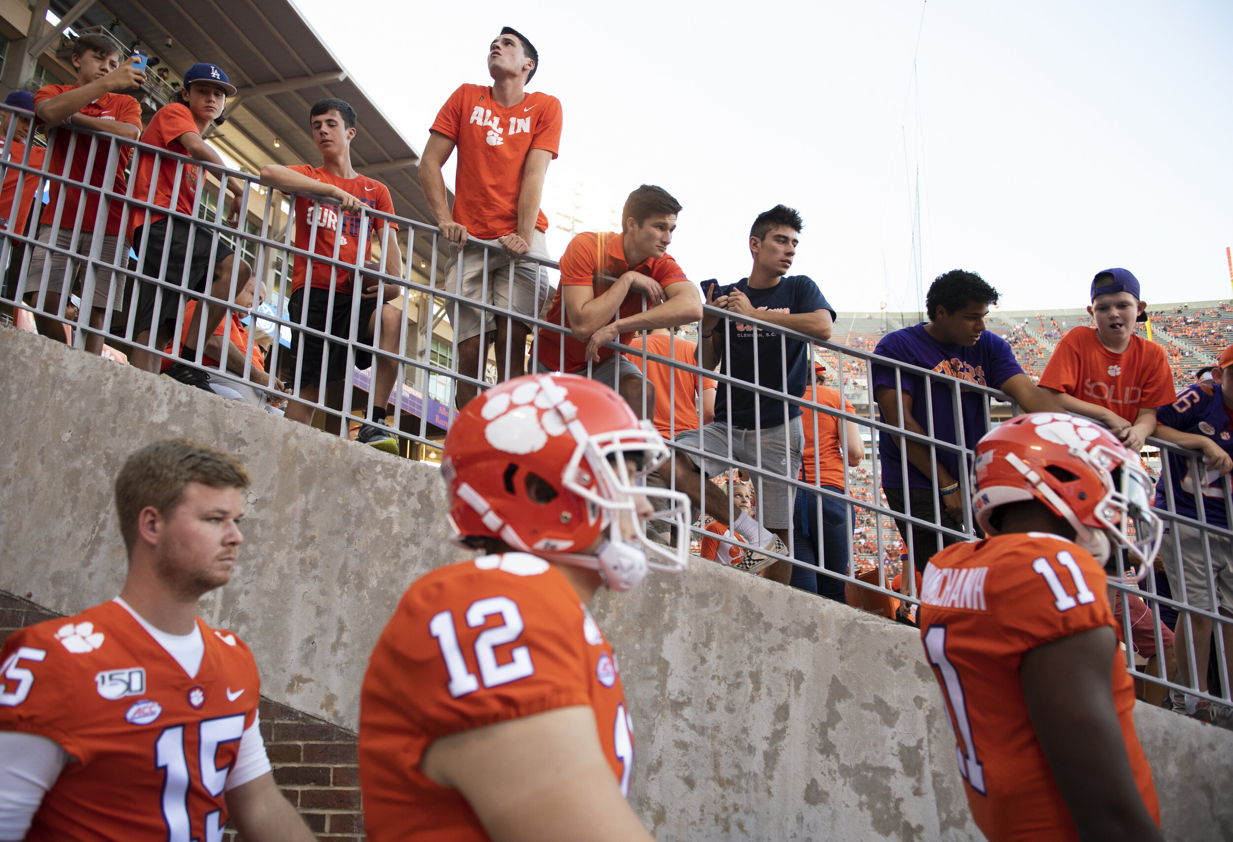  Players walk out of the locker room to practice before the game at Clemson Thursday, August 29, 2019. (The Greenville News) 