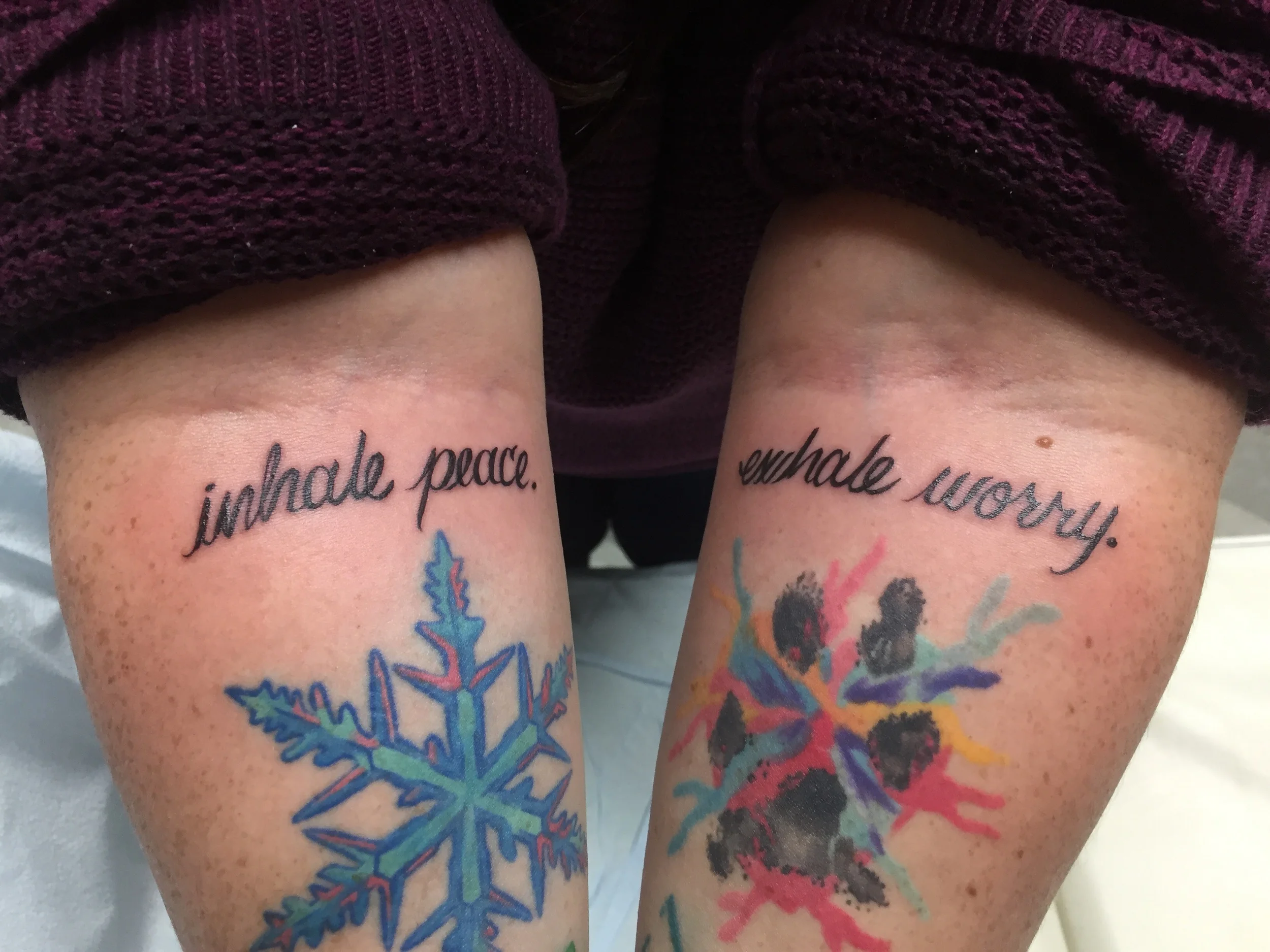 I only tattooed the script. She had a beautiful collection of tattoos.