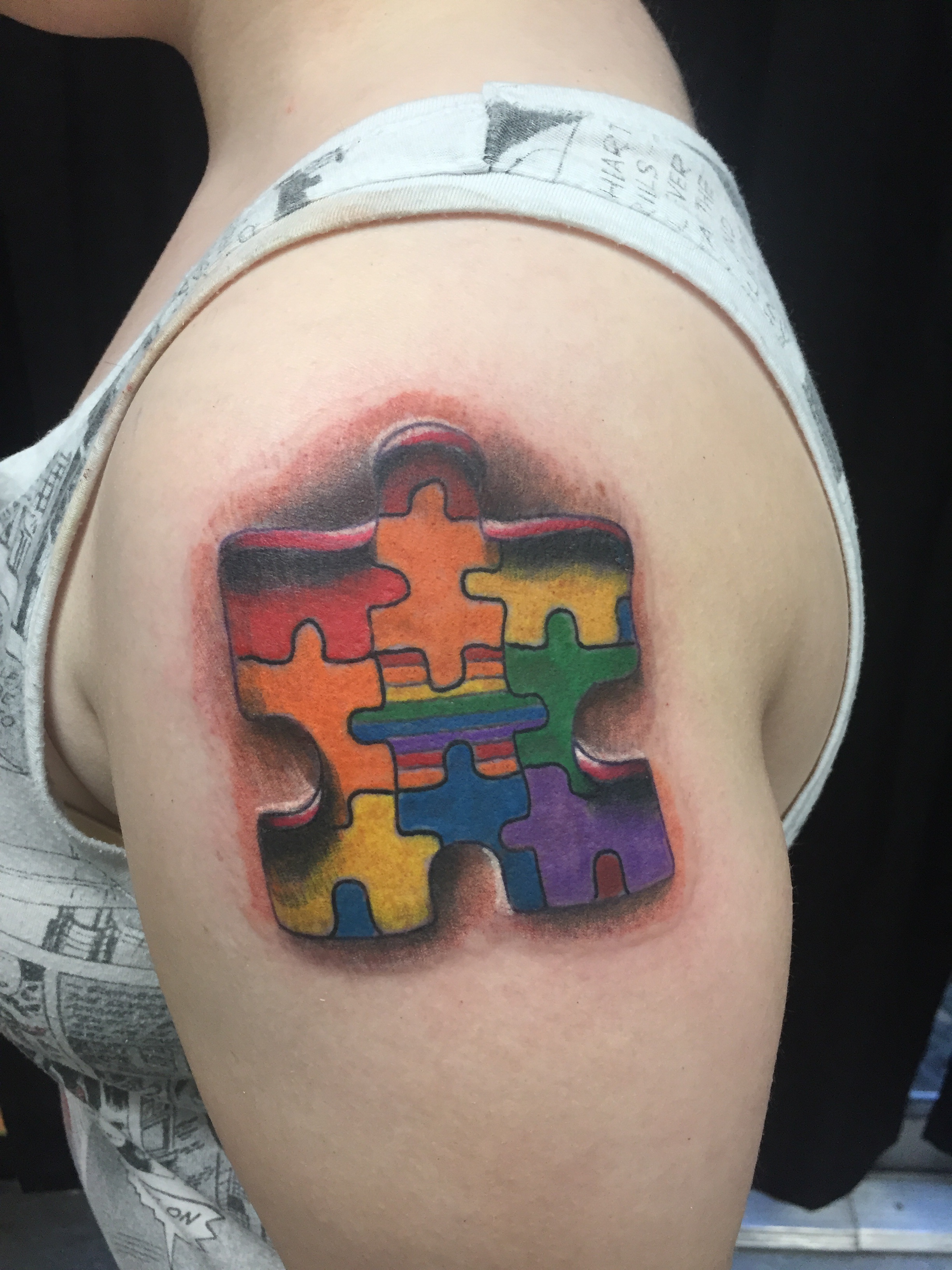 Sweet 3d Autism mom tattoo!! She waited all through covid lockdown for this  , glad we could finally get it done thanks Toni ❤️#autism... | Instagram