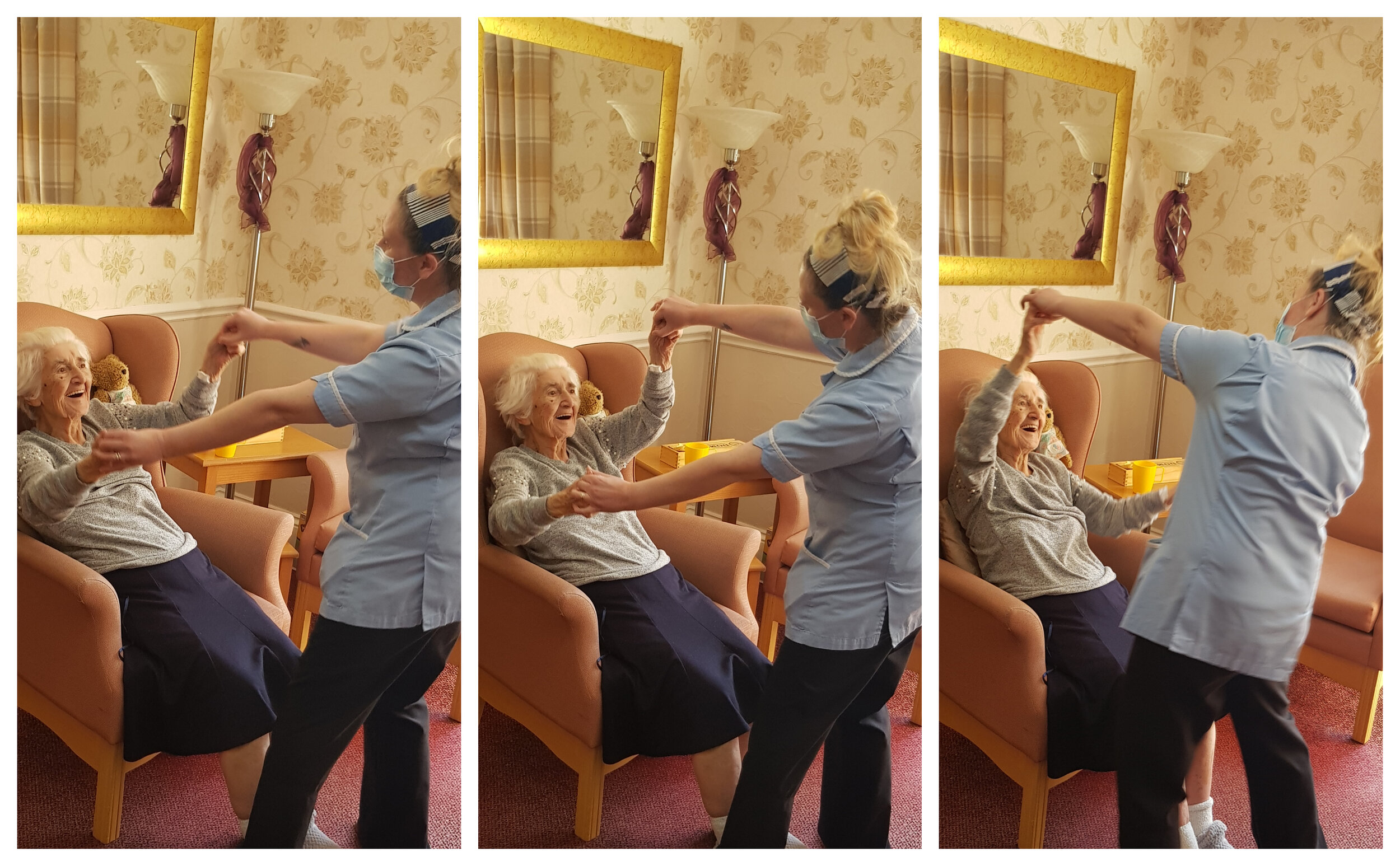 Irene enjoying chair dancing