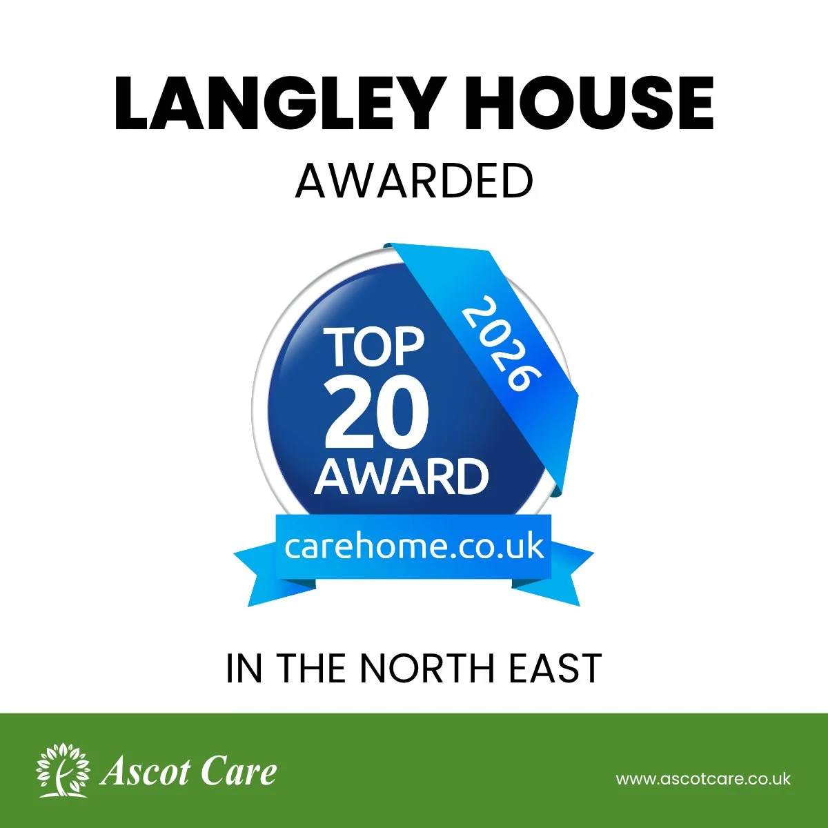 Langley House in Top 20 Care Homes in the North East 2026 Awards