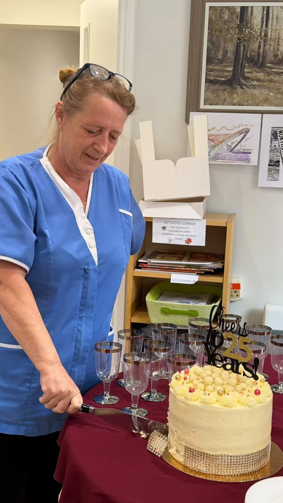 Liz Coxford, Carer at Castleview care home in Alnwick, celebrating 25 years with Ascot Care