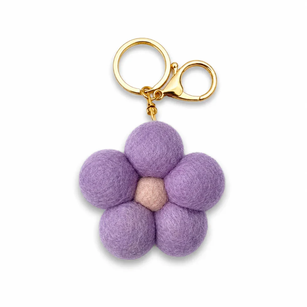 Felt Flower Keychain - Lilac