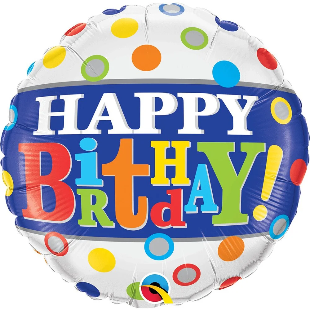 Round Birthday Band & Dots Foil Balloon