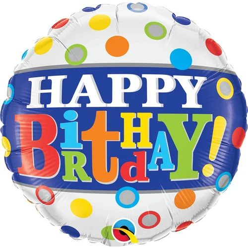 Round Birthday Band & Dots Foil Balloon
